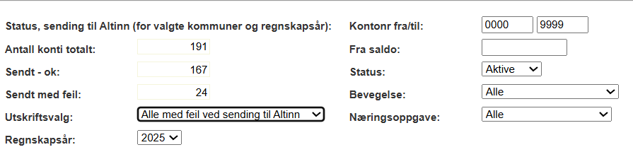 Utklipp fa skogfondssystemet for kommunene som viser hvordan kontoutskrifter skal skrives ut.