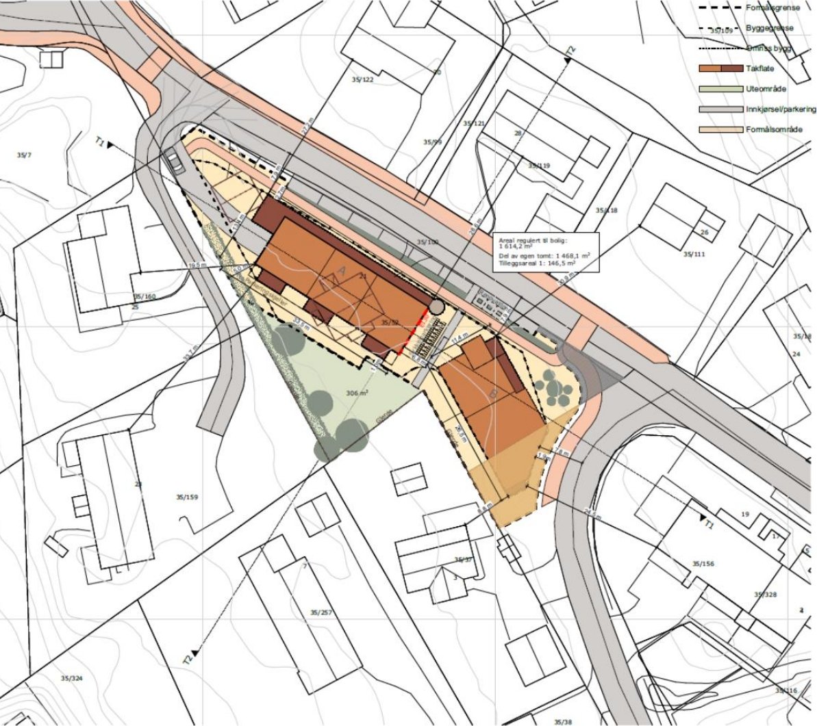Kart som viser situasjonsplan over området.