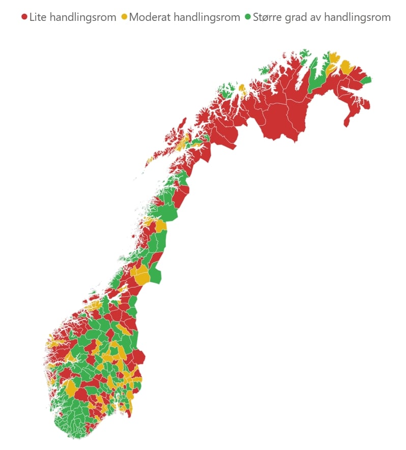 Økonomisk handlingsrom i norske kommunar i 2025