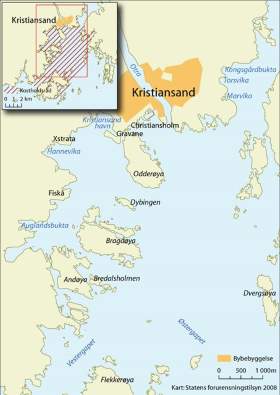 Kart over Kristiansandsfjorden