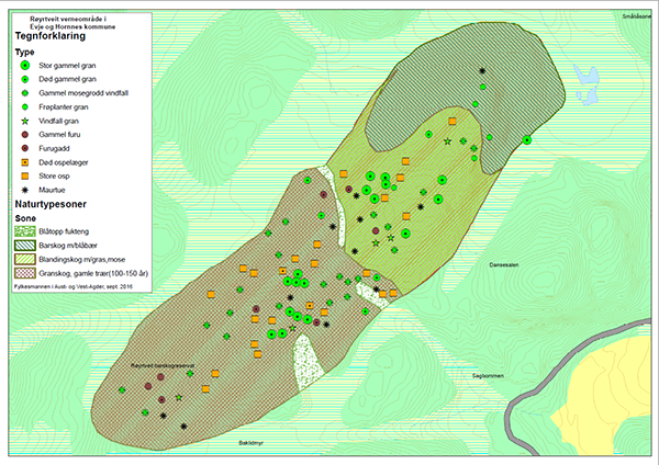 Kart naturtypesoner Røyrtveit.