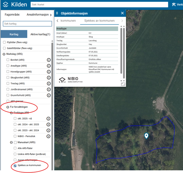 Kartutsnitt fra Kilden 