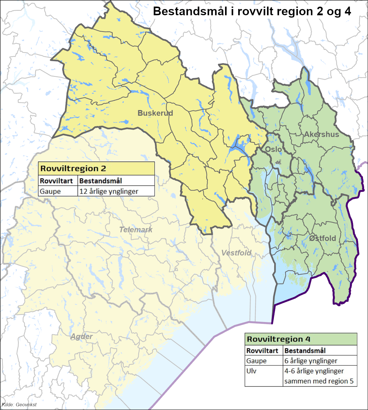 Kart over rovviltregioner 