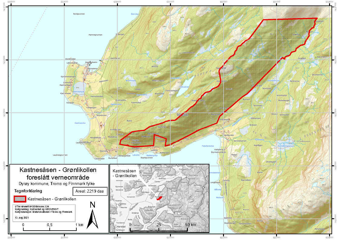 Vernekart for Kastnesåsen - Grønlikollen naturreservat