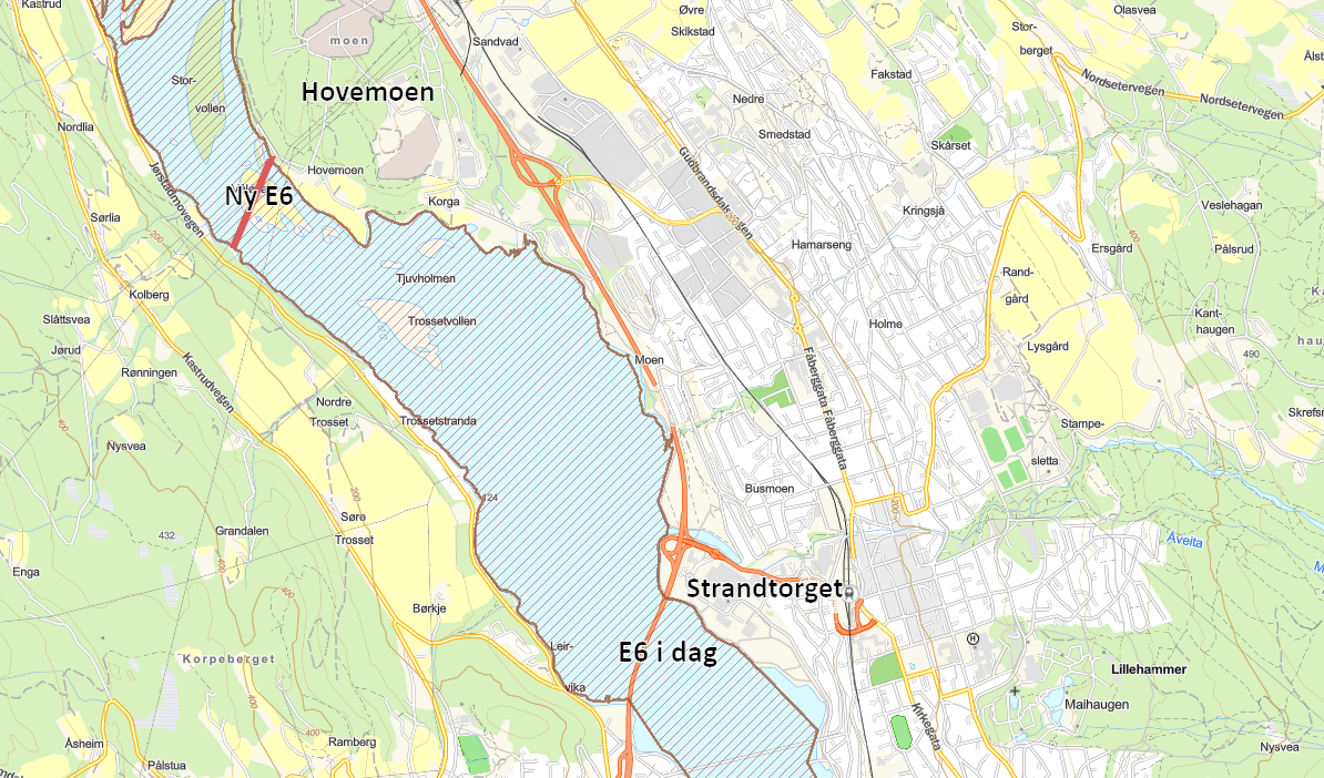 Foto: Kart fra Kartverket, Geovekst, Kommuner, Corine og OSM - Geodata AS | Temadata Innlandet; temadata fra Miljødirektoratet/Naturbase..